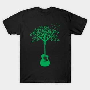 Acoustic Guitar Tree Green T-Shirt